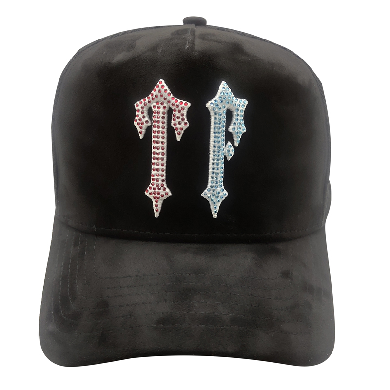 Wholesale High Quality Embroidery Logo Suede Brim Black Baseball Cap 5 Panel Dandy Hats Satin Lining Baseball Hats