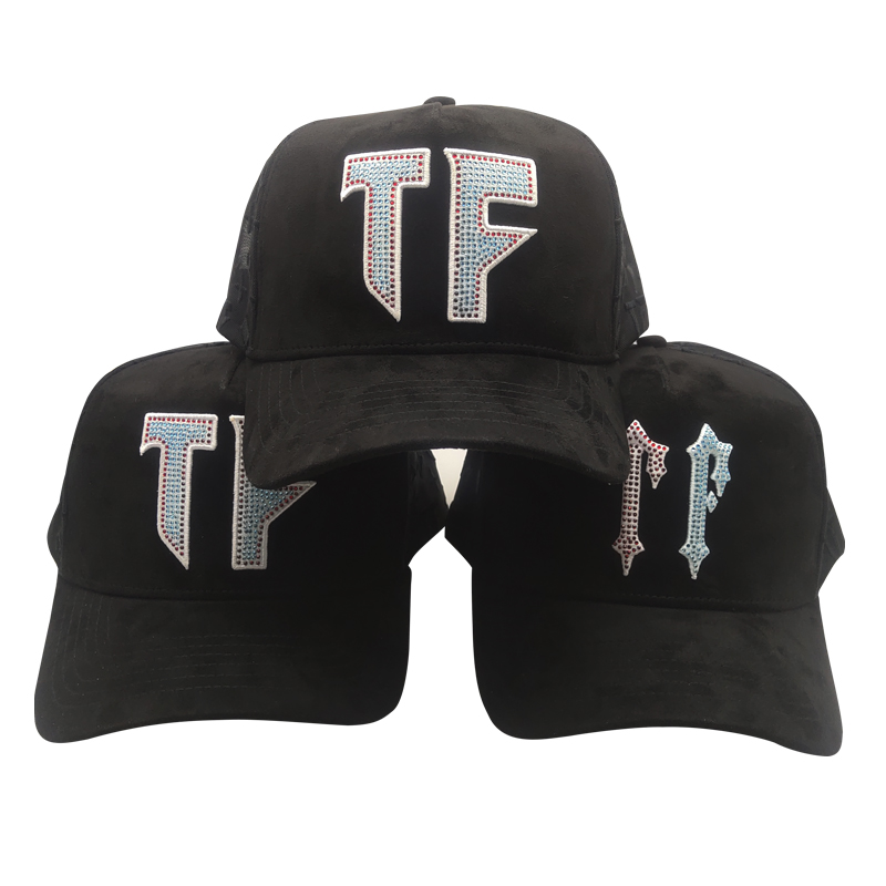Wholesale High Quality Embroidery Logo Suede Brim Black Baseball Cap 5 Panel Dandy Hats Satin Lining Baseball Hats