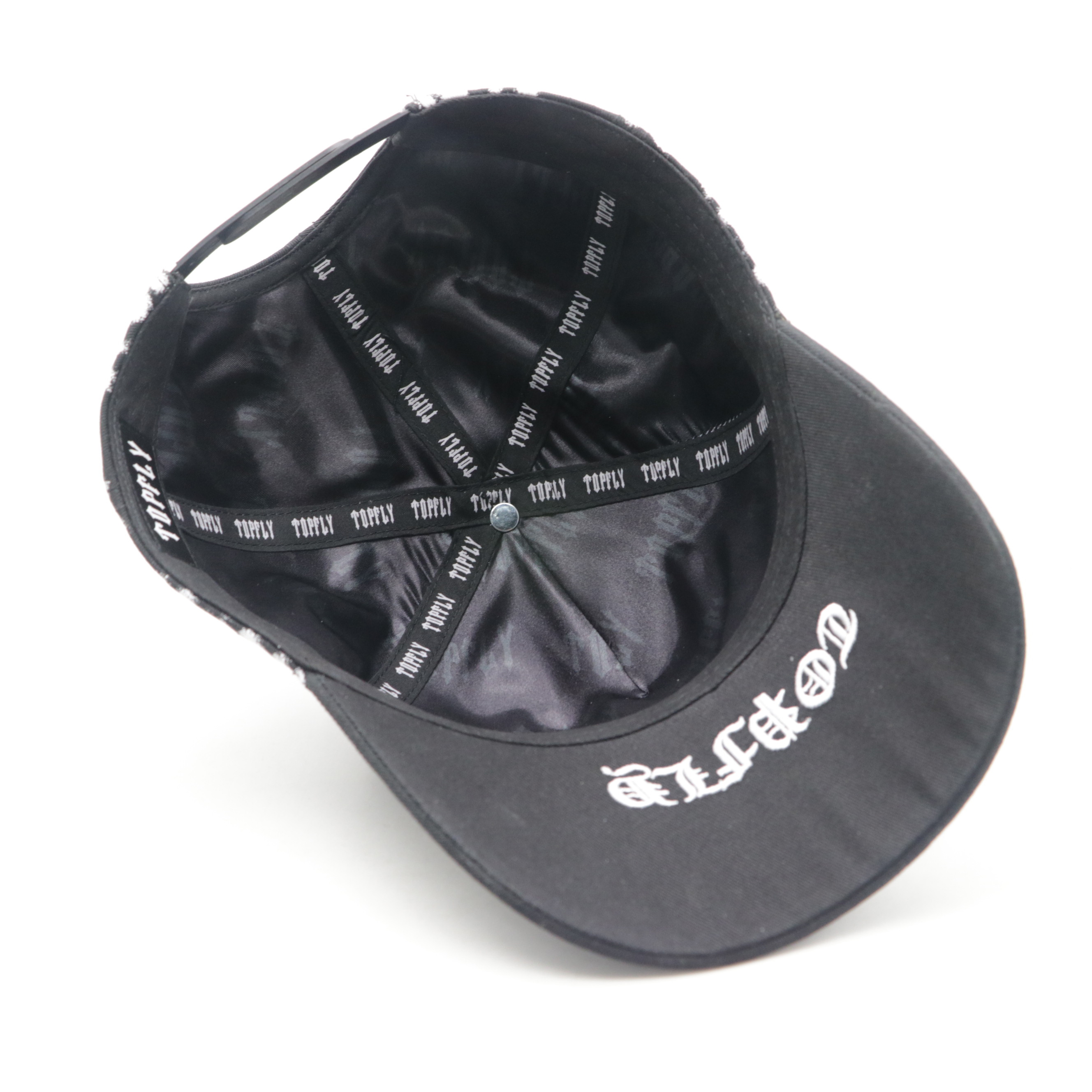Wholesale 5 Panel Dandy Hats High Quality Black Baseball Cap with Satin Lining and Embroidery Logo 100% Polyester Suede Brim