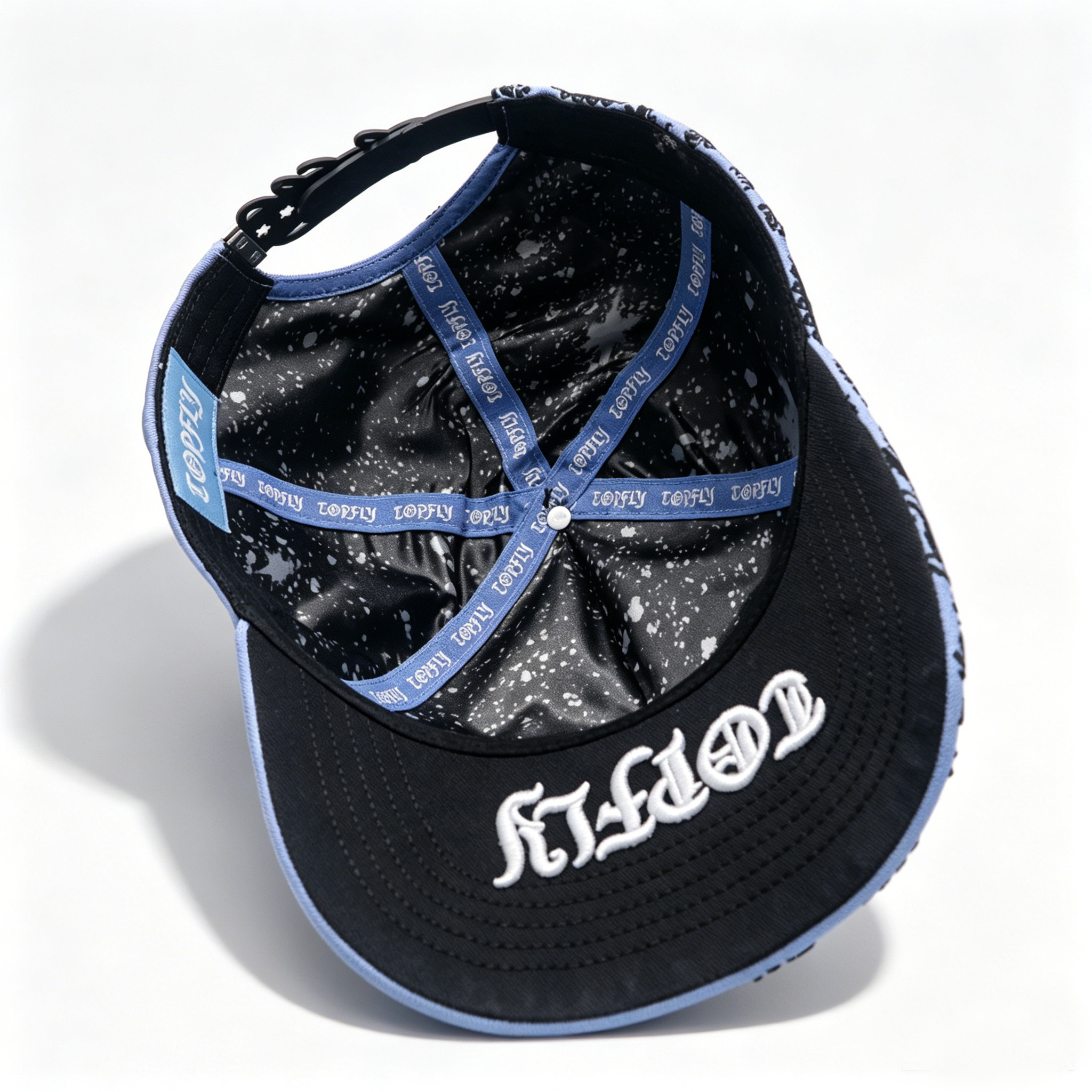 Light Blue Paisley Print Baseball Cap Custom 3D Embroidery Logo Streetwear Trucker Hat