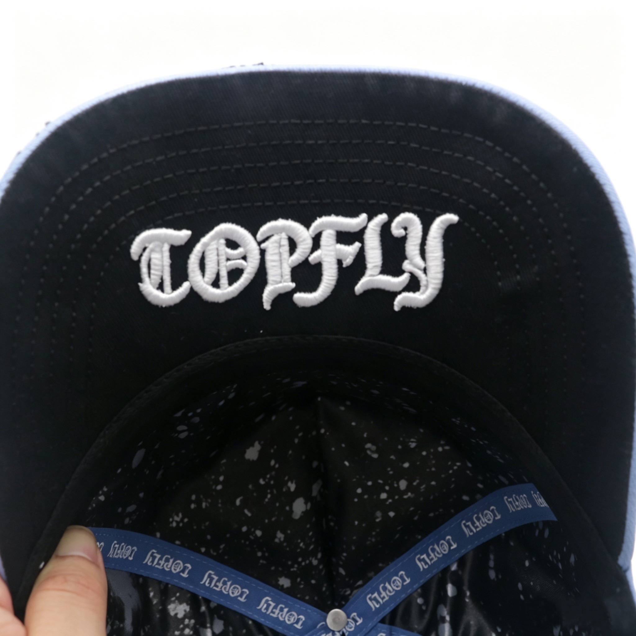 Light Blue Paisley Print Baseball Cap Custom 3D Embroidery Logo Streetwear Trucker Hat
