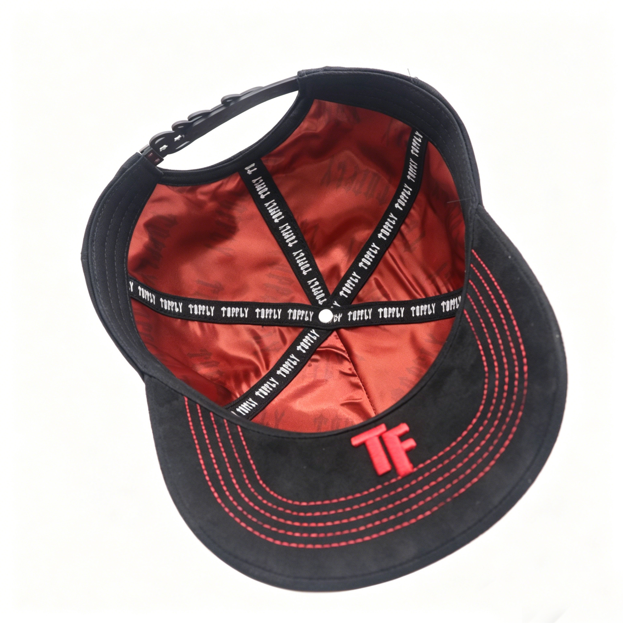 Black Red Contrast Stitching Dad Hat Custom 3D Embroidery Logo Side Smile Rainbow Embroidery Streetwear Baseball Cap