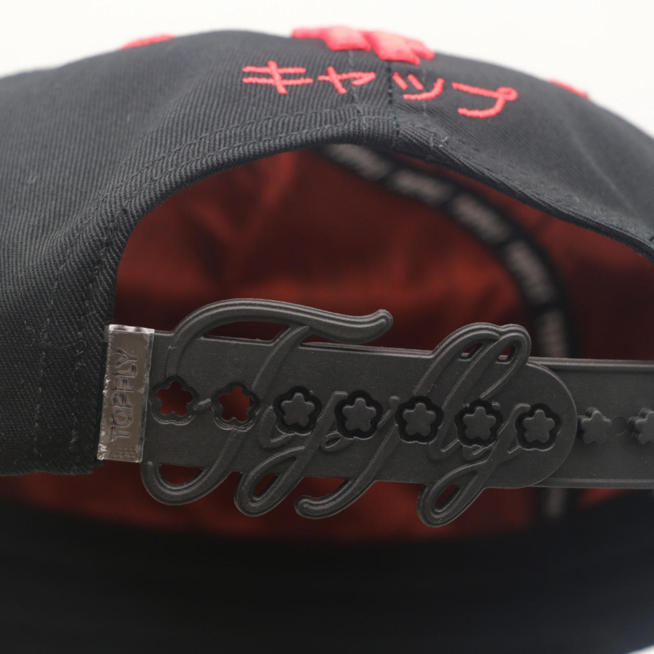 Black Red Contrast Stitching Dad Hat Custom 3D Embroidery Logo Side Smile Rainbow Embroidery Streetwear Baseball Cap