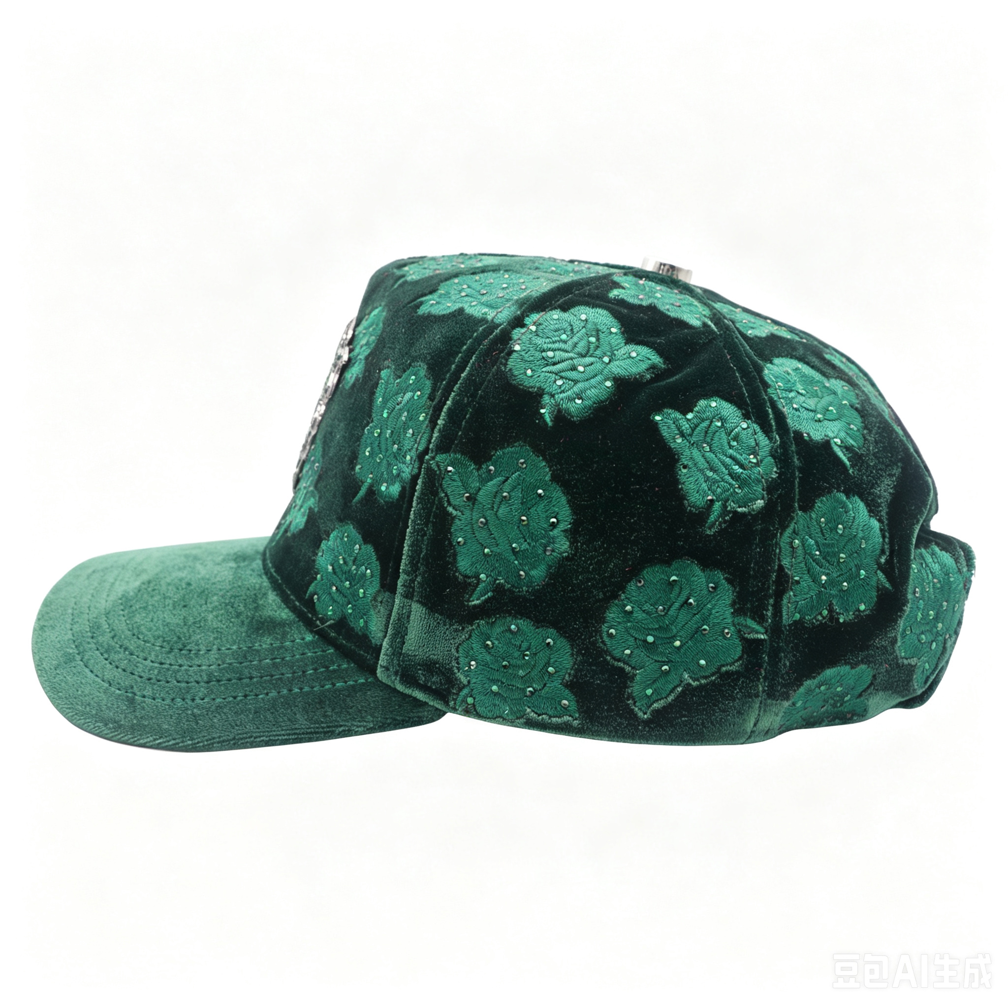 All Over Printed Velvet Trucker Cap Custom Metal Logo Velvet Baseball Hat
