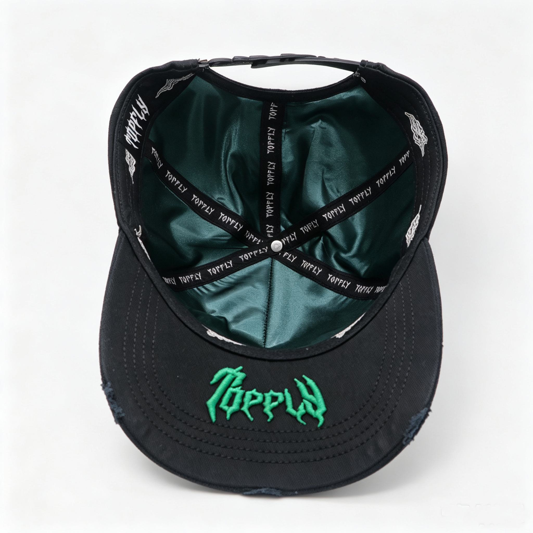 Custom 3D Puff Embroidery Trucker Hat,Frayed Patch Distressed Baseball Cap,Devil Flame Graphic Streetwear Snapback Cap For Men
