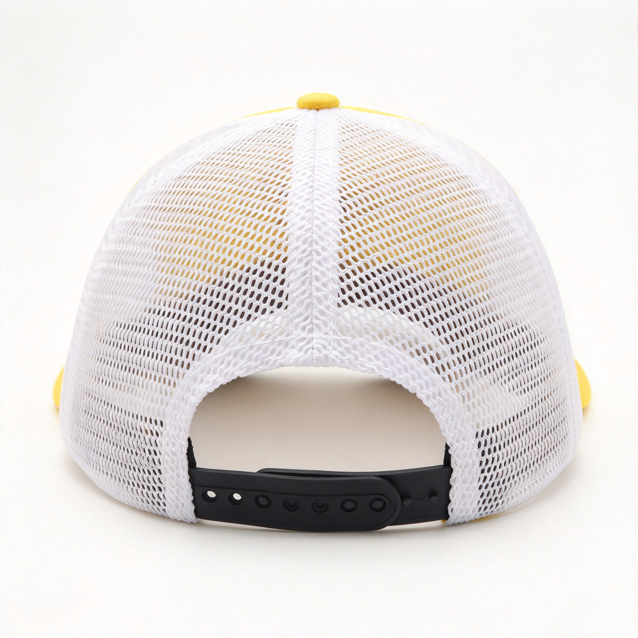 5 Panel Trucker Hat Yellow White Black Color Block Mesh Back Cap Custom Round PVC Rubber Patch Logo Outdoor Baseball Cap for Men