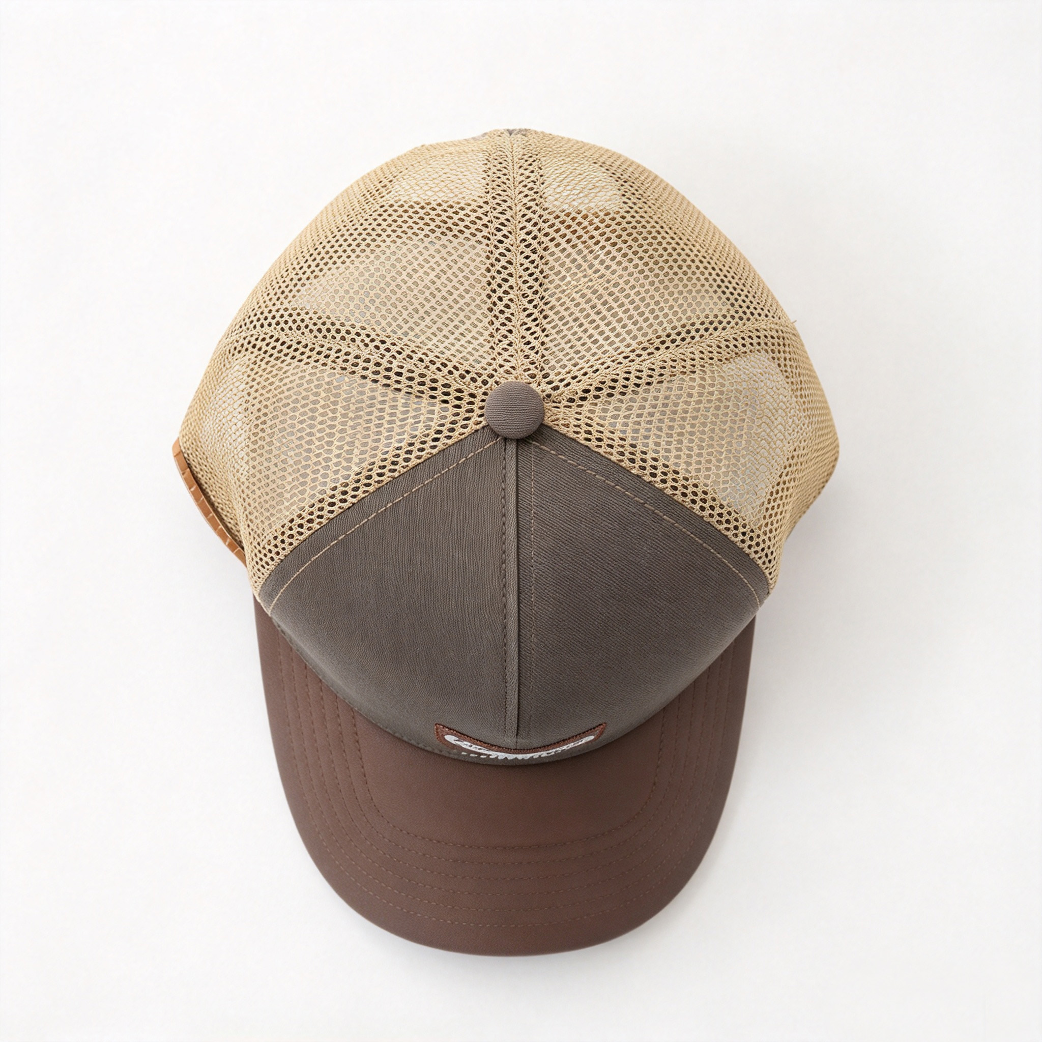 Topfly Custom Trucker Hat Leather Brim Deer Patch Embroidery Mesh Back Outdoor Hunting Baseball Cap for Men